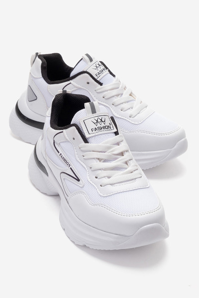 CCWAY AYAKKABI Side Patterned Anorak Women's Sports Shoes White Black