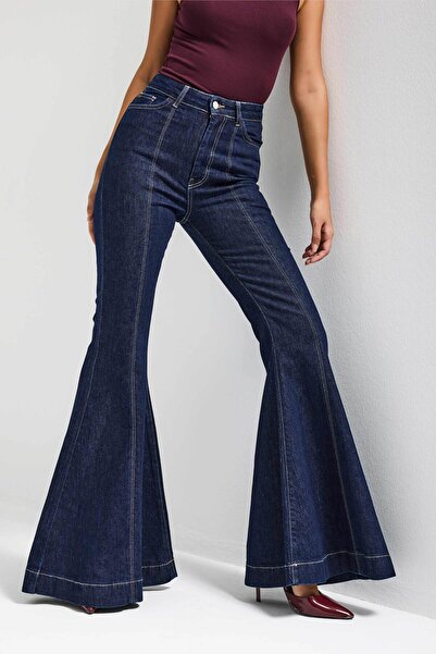 it's basic Women's Indigo 7S6-50 Flare Fit Viscose Fabric Elastane Denim Jean