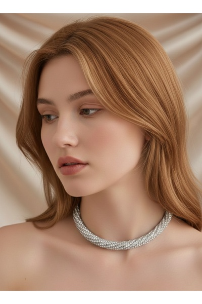 Eva Takı Store Beyoğlu Taşlı Boru Model Silver Renk Kolye