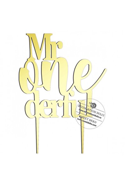 Decoratiuni Dulci Mr Onederful cake topper - Mirror gold