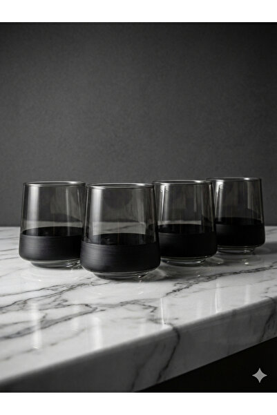 silvia home decor مجموعة أكواب ماء سوداء من 4 قطع سعة 270 سم مكعب