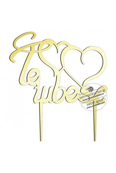 Decoratiuni Dulci Plexiglass topper I love you - Mirror gold