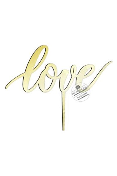 Decoratiuni Dulci Калиграфски топпер за торта LOVE - огледално златист