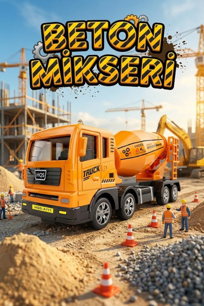 craftivio Sarı Sürtmeli Oyuncak Beton Mikseri İnşaat Kamyonu 17 cm - Eğitici ...