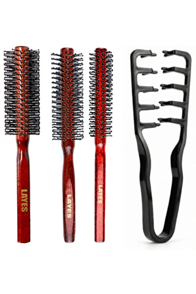 Layes Professional 3-Piece Men's Combing and Blow-Drying Brush Series + Mirac...