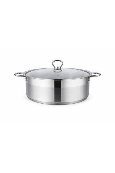 Royalty Line Low stainless steel pot with glass lid 40 x 16 cm