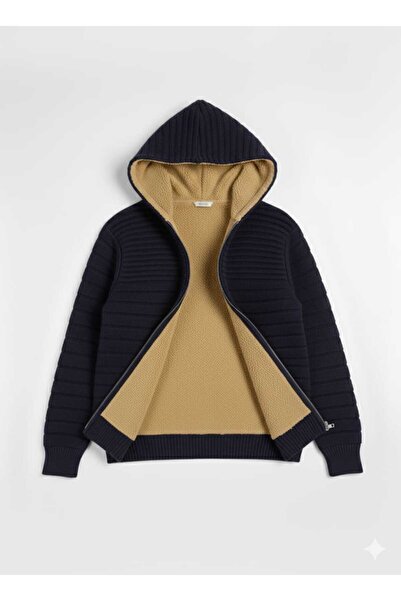 KMKkombin Men's Premium Series Fur-Collared Hooded E Cardigan