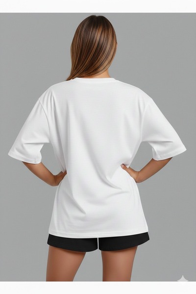 JENOLAN Women's Heart&Bird Printed Oversized T-Shirt Loose Fit
