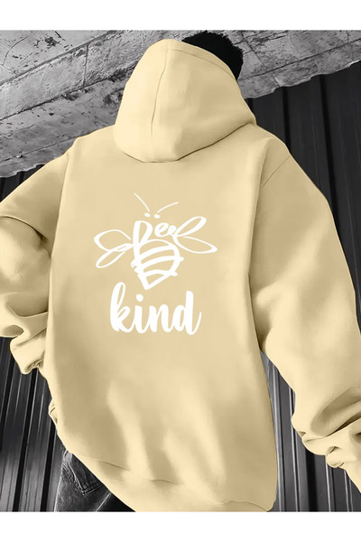 ALEYZA MODA Unisex Bay/ Kind Back Print Oversized Hooded Sweatshirt