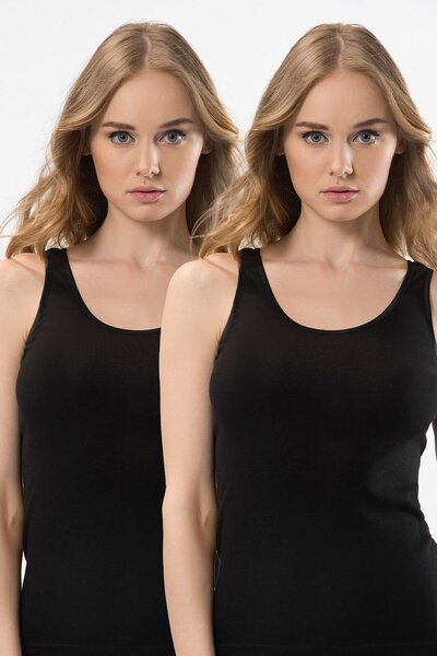 TÜREN Women's U-Neck Strappy Cotton Undershirt 2-Pack