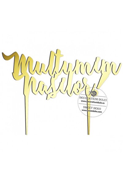 Decoratiuni Dulci Topper multumim nasilor, plexi - Auriu oglinda