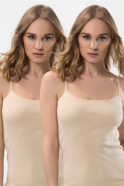 TÜREN Women's Cotton Undershirt with String Straps, Pack of 2