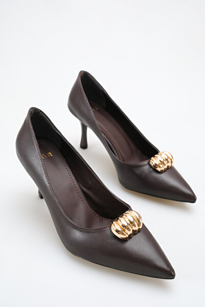 meyra'nın ayakkabıları Women's Buckle Detailed Heeled Shoes Bitter Brown Skin
