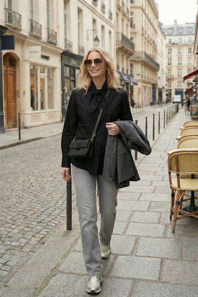 Lela Cotton Relaxed Fit Bow Detail Collar Shirt Shirt 6925407