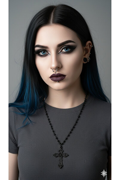 Feron Aksesuar + ZİNCİR HEDİYELİ + UNİSEX Vintage Gotik Haç Kolye Ucu Charm