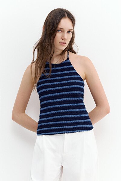 Pull & Bear Halter çizgili top