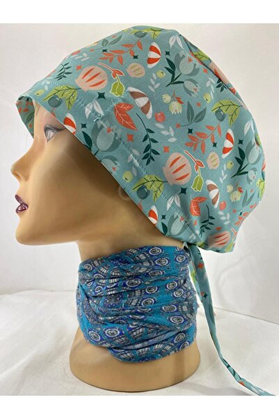 YILMAZ Üniforma soft renkler çiçek yaprak desenli unisex cerrahi hemşire ve d...