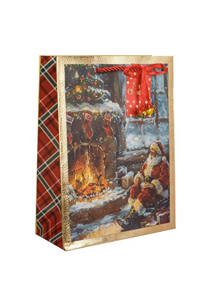 OEM Punga Cadou de Craciun cu Model Mos Craciun Semineu Margine din Folie Aur...