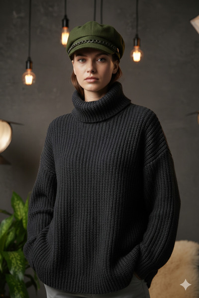 SİSTEM PELUŞ قبعة بيكر بوي النسائية - تصميم عصري مع تفاصيل سلسلة |   خريف وشتاء