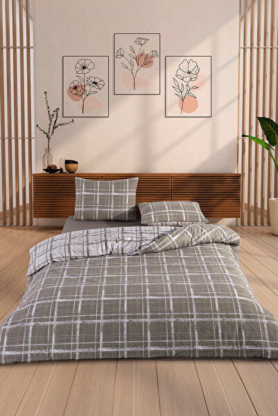 Monolisse Pesca 100% Cotton Double Duvet Cover Set 200X220 cm Dark Beige