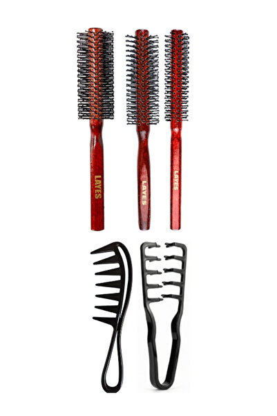 Layes Professional 3-Piece Men's Combing and Blow-Drying Brush Series + 2-Pie...