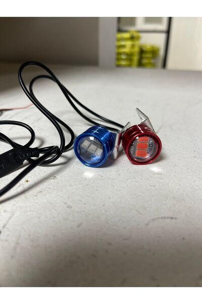 FeyzaDesign Kırmızı Motorsiklet Çakarlı Kedi Gözü Ampülü (Küba, Mondial, Aror...