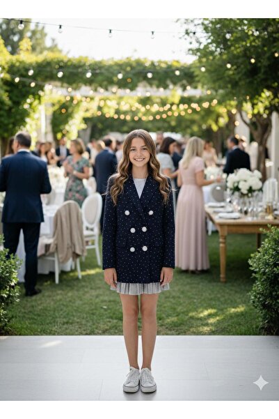 Hilal Akıncı Kids Girl's Stone Detailed Blazer Jacket