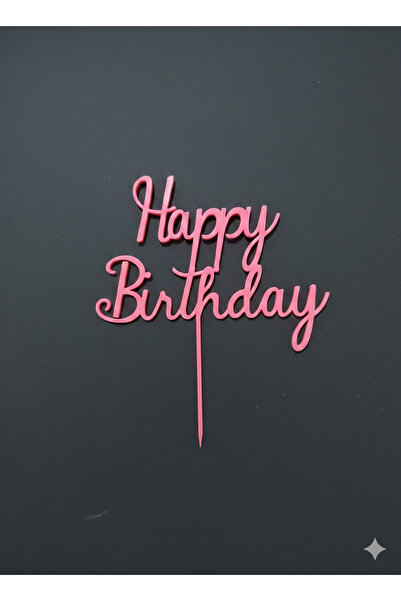 Happy Birthday Desenli Pembe Pasta Süsü