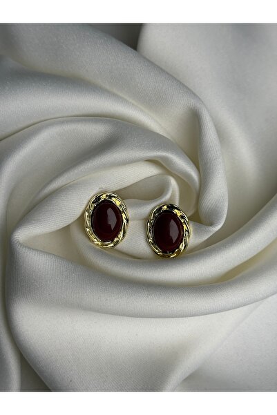 NB STEELORA Vintage Elegant Earrings with Burgundy Detail