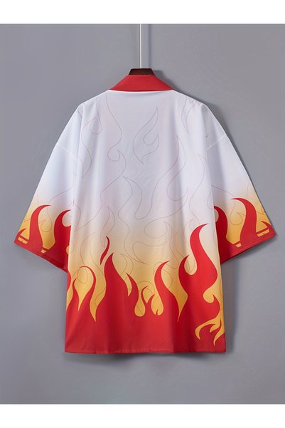 FG KONNİCHİWA Anime Demon Slayer Demon Slayer: Kimetsu No Yaiba Zenitsu Unisex Kimono Konnichiwa