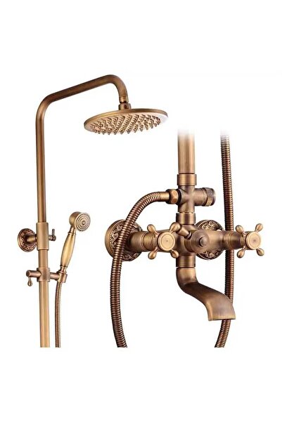 OEM Coloană de duș în stil retro francez, 3 funcții, antic, auriu mat periat