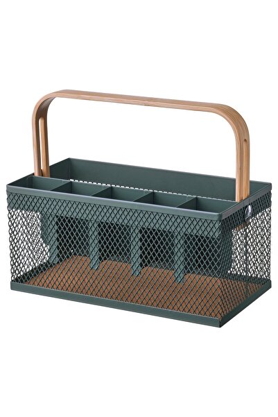 IKEA VIMPELFISK Cutlery Holder, Bamboo/Gray-Turquoise