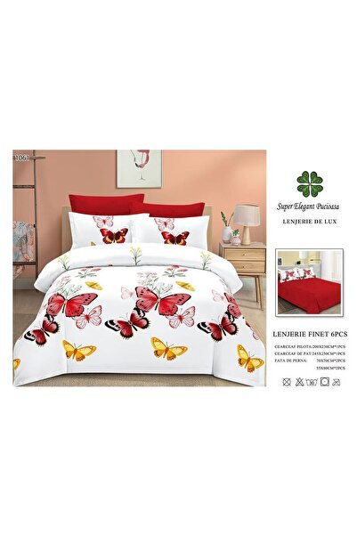 ANATOLIATEKSTILE Lenjerie de Pat Finet 6 Piese, Set Complet Matrimonial, Mode...