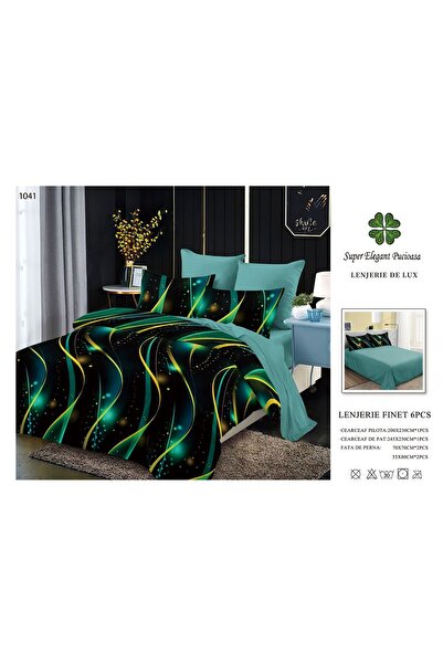 ANATOLIATEKSTILE Finet Bed Linen 6 Pieces, Complete Matrimonial Set, Modern M...