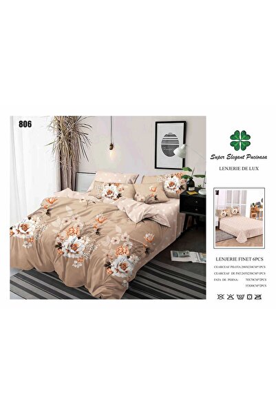 ANATOLIATEKSTILE Finet Bed Linen 6 Pieces, Complete Matrimonial Set, Modern M...