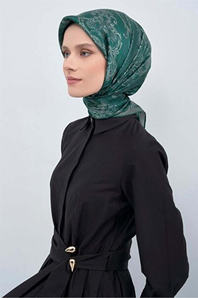 Armine Eșarfă din mătase pură Tivil 9537 - 51 Model Batik Verde Gri