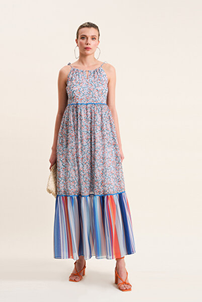 VERDA Printed Detailed Strappy Dress