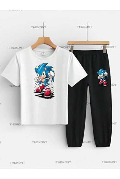 THEKONT Blue Character Soniccs Printed Top and Bottom Children's Set (T-Shirt...