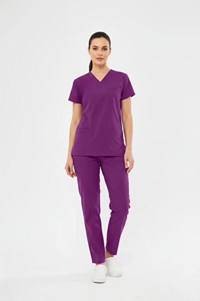 Class Üniforma Armasız Mor Ebe Forması material elastic Scrubs Femei (Conform...