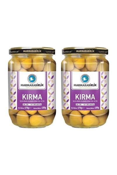 MarmaraBirlik Yeşil Kırma Zeytin 400 gr Cam 3XL-3XL x 2 Adet