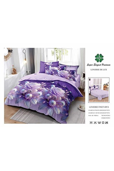 ANATOLIATEKSTILE Спално бельо Finet 6 части, пълен комплект за двойка, модере...