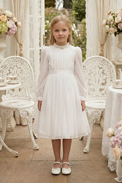 Pamina 3-7 Years Old White Royal Stone Dress