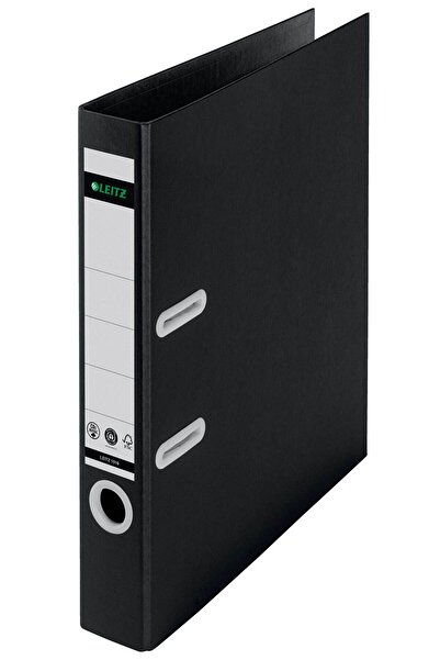 Leitz Dosar laminat cu pârghie, 5 cm, 180 grade, negru, reciclabil, FSC