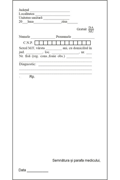 DanyCris Reteta Medicala 1/3 A4, 80gr/m2