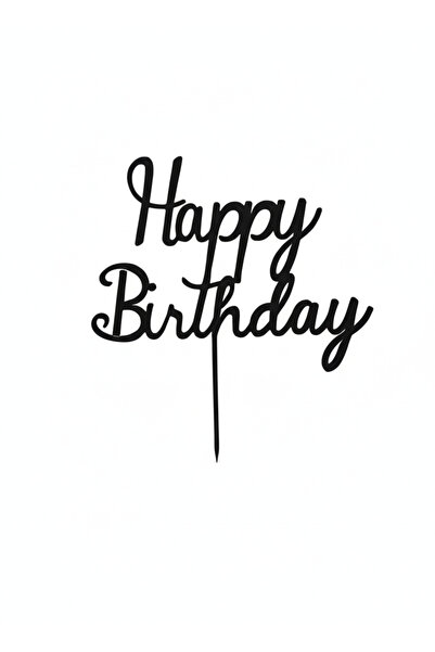 Happy Birthday Desenli Siyah Pasta Süsü