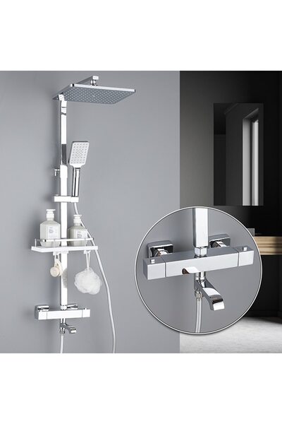 OEM Shower and Bathtub Column, ThermoSquare, with Thermostat, 3 Functions, Wa...