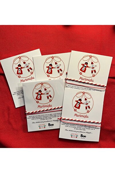 BAE ATOLYE 5-Piece Red Rope Bracelet and Marteniçka Set with Card