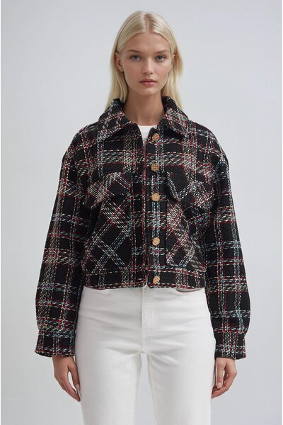 Lijuri Plaid Short Tweed Jacket 6184