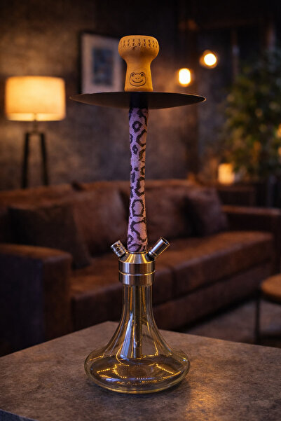 TENBAY Nargile Takımı Büyük Boy – Cam Vazo, Alüminyum Gövde, Silikon Hortum