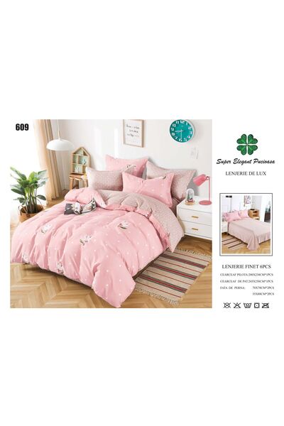 ANATOLIATEKSTILE Lenjerie de Pat Finet 6 Piese, Set Complet Matrimonial, Mode...